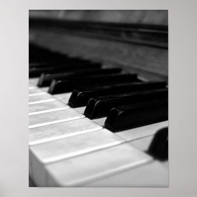 Vintage Piano Keys; Black and White Poster (Front)