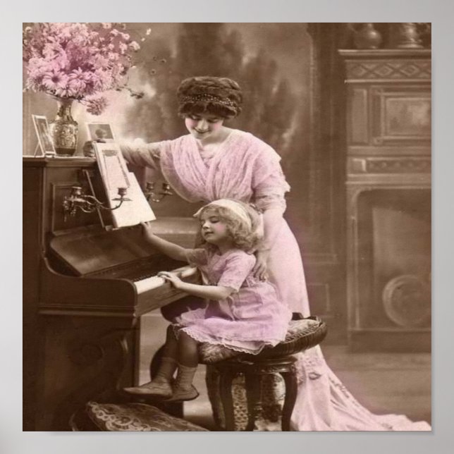 Vintage Piano Lessons Poster (Front)