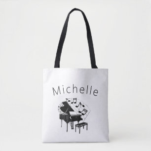 Vintage Piano Music Scores Black Tote Bag