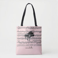 Vintage Piano Music Scores Blush Pink Tote Bag