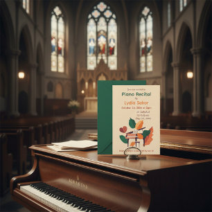 Vintage Piano Recital Invitation with Grand Piano 