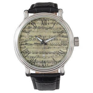 Vintage Piano Sheet Music Notes Watch