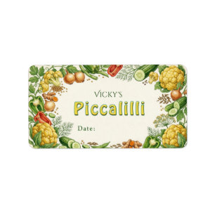 Vintage Piccalilli Preserve Label Sticker