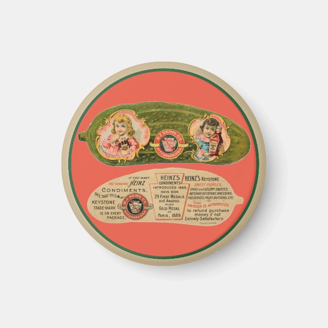Vintage pickle food label kitchen magnet (Front)