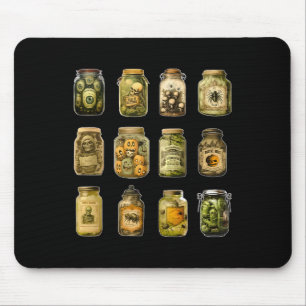 Vintage Pickle Jar Halloween Canned Pickle Spooky Mouse Mat