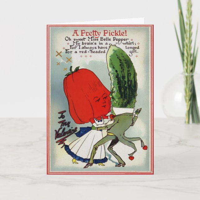 Vintage Pickle Valentine's Day Card (Front)