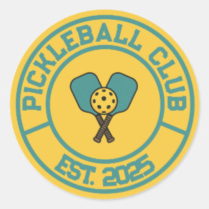 Vintage Pickleball Club Est. 2024 Emblem Classic Round Sticker