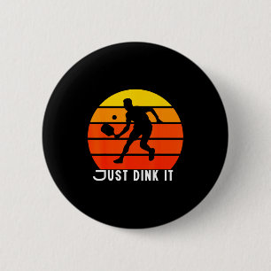 Vintage pickleball dink player old man grandpa mom 6 cm round badge