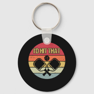 Vintage Pickleball Player I'd Hit That Retro Key Ring
