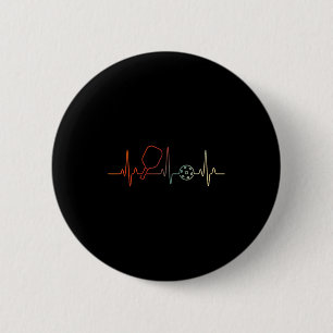 Vintage pickleball retro heartbeat classic paddle 6 cm round badge