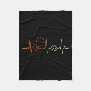 Vintage pickleball retro heartbeat classic paddle fleece blanket