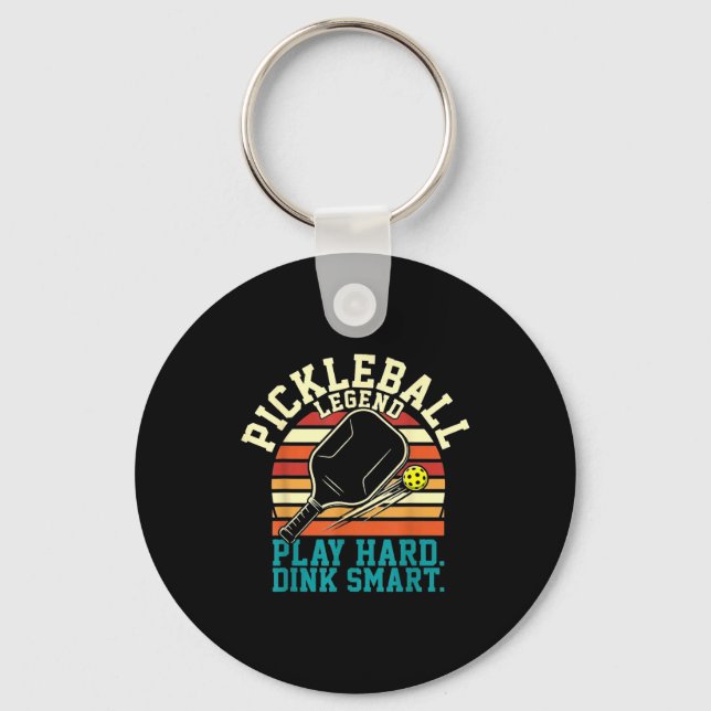 Vintage pickleball retro lines minimal classic  key ring (Front)