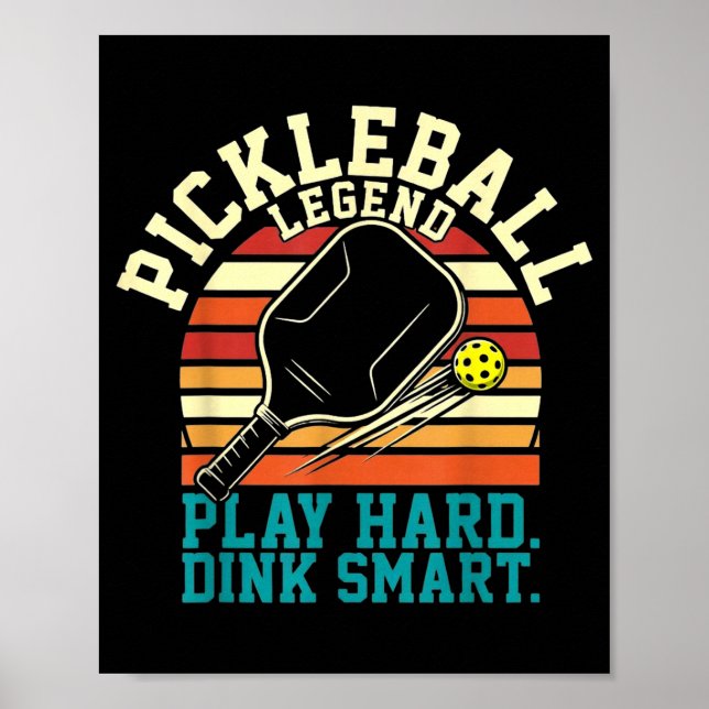 Vintage pickleball retro lines minimal classic  poster (Front)