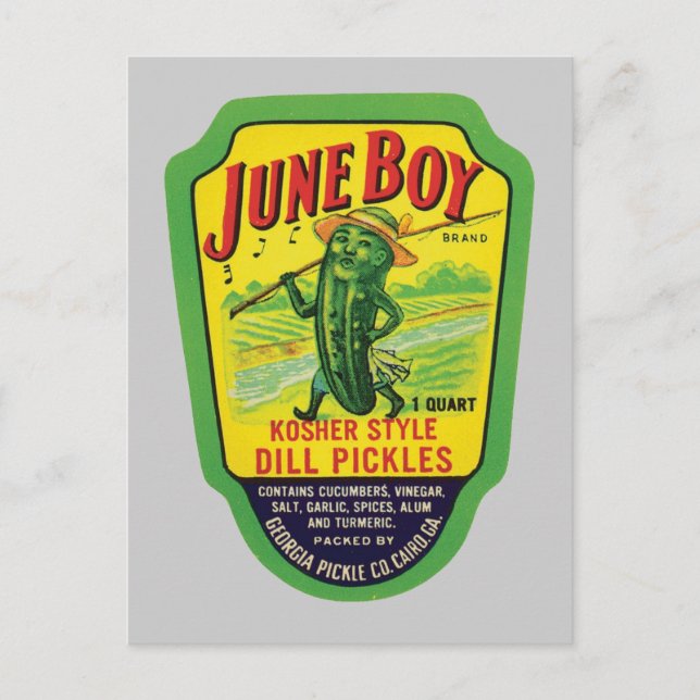 Vintage Pickles Food Product Label Postcard (Front)