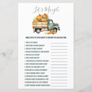Vintage Pickup Truck Let's Mingle Baby Shower Game