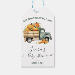 Vintage Pickup Truck Pumpkins Baby Shower Favour Gift Tags