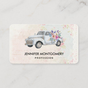 Vintage Pickup Truck Rustic Watercolor Business Card