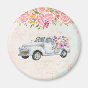 Vintage Pickup Truck Rustic Watercolor Magnet