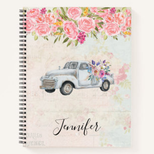 Vintage Pickup Truck Rustic Watercolor Notebook