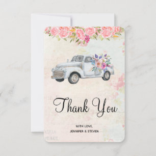 Vintage Pickup Truck Rustic Watercolor Thank You
