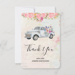 Vintage Pickup Truck Rustic Watercolor Thank You