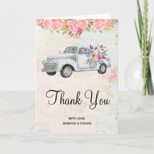 Vintage Pickup Truck Rustic Watercolor Thank You Card