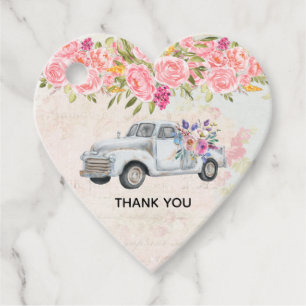 Vintage Pickup Truck Rustic Watercolor Thank You Favour Tags