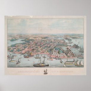 Vintage Pictorial Map of Annapolis MD (1864) Poster