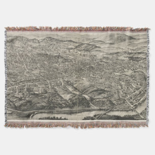 Vintage Pictorial Map of Asheville NC (1912) Throw Blanket