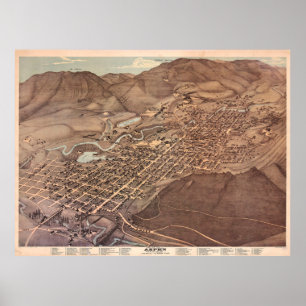 Vintage Pictorial Map of Aspen CO (1893) Poster