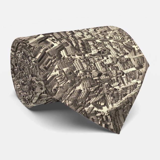 Vintage Pictorial Map of Boston (1880) Tie (Rolled)