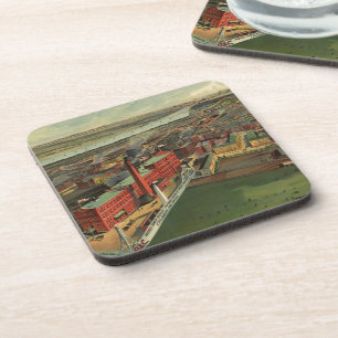 Vintage Pictorial map of Boston (1902) Coaster