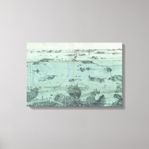 Vintage Pictorial Map of Boston Harbour (1897) Canvas Print