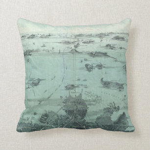 Vintage Pictorial Map of Boston Harbour (1897) Cushion