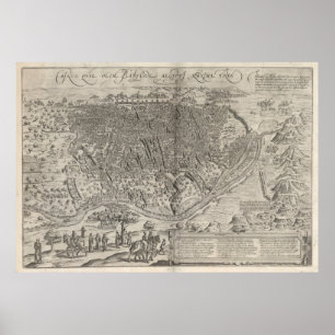 Vintage Pictorial Map of Cairo Egypt (1575) Poster