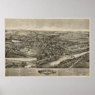 Vintage Pictorial Map of Caribou Maine (1893) Poster