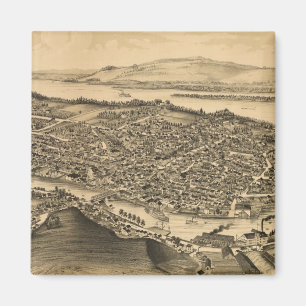 Vintage Pictorial Map of Catskill New York (1889) Magnet