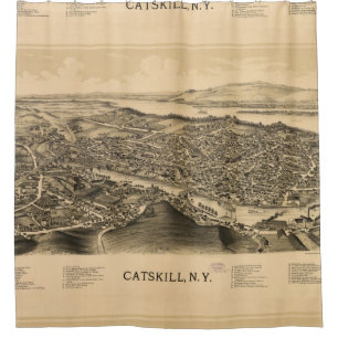 Vintage Pictorial Map of Catskill New York (1889) Shower Curtain