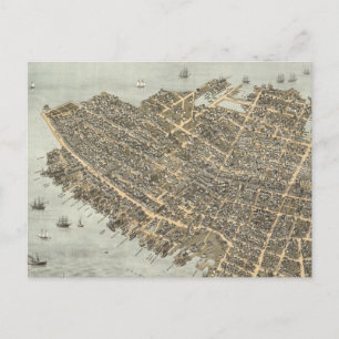 Vintage Pictorial Map of Charleston (1872) Postcard