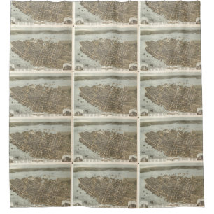 Vintage Pictorial Map of Charleston (1872) Shower Curtain