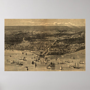 Vintage Pictorial Map of Chicago (1871) Poster