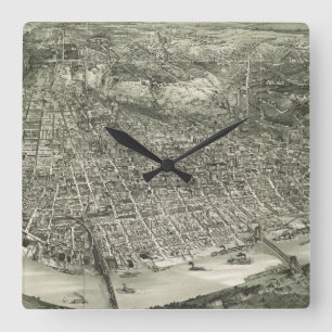Vintage Pictorial Map of Cincinnati (1900) Square Wall Clock