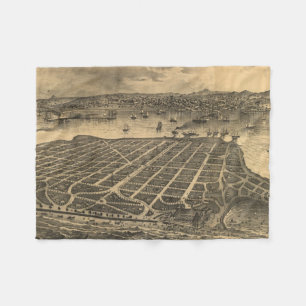 Vintage Pictorial Map of Coronado Beach (1880) Fleece Blanket
