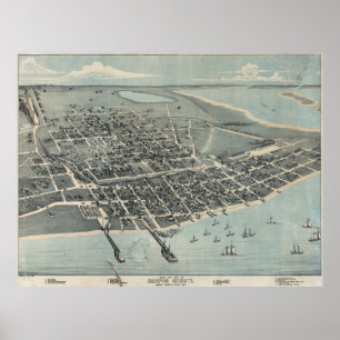 Vintage Pictorial Map of Corpus Christi TX (1887) Poster