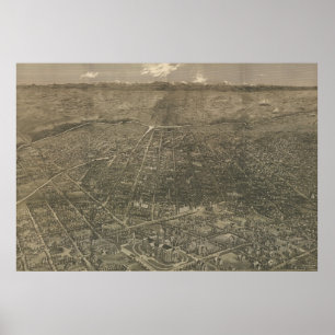 Vintage Pictorial Map of Denver Colorado (1887) Poster