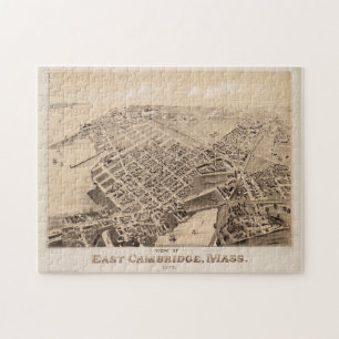 Vintage Pictorial Map of East Cambridge MA (1879) Jigsaw Puzzle