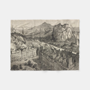 Vintage Pictorial Map of Edinburgh Scotland (1886) Fleece Blanket