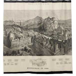 Vintage Pictorial Map of Edinburgh Scotland (1886) Shower Curtain