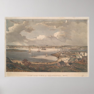 Vintage Pictorial Map of Gloucester MA (1836) Poster