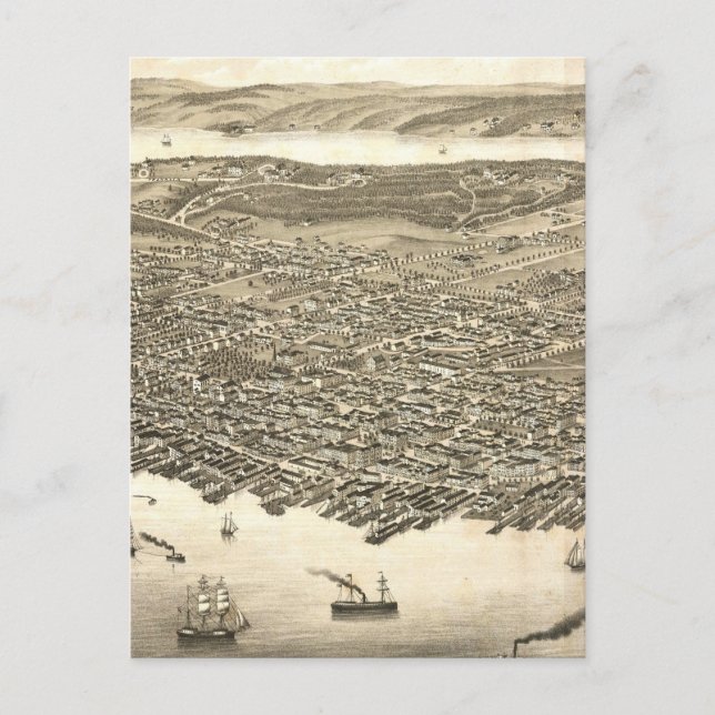 Vintage Pictorial Map of Halifax (1879) Postcard (Front)